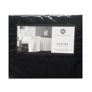 BLACK Hotel Collection 680 TC 100% Cotton CAL KING EXTRA DEEP Fitted Sheet (NEW)